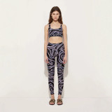 Women Sexy Geometric Vest Top and Long Pants Two-Piece Set