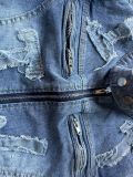 Women Denim Embroidered Jacket & Mini Skirt Two-Piece Set