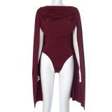 Women Solid Cowl Neck Long Sleeve Sexy Jumpsuit