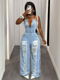 Women Sexy Denim Overall Jumpsuit