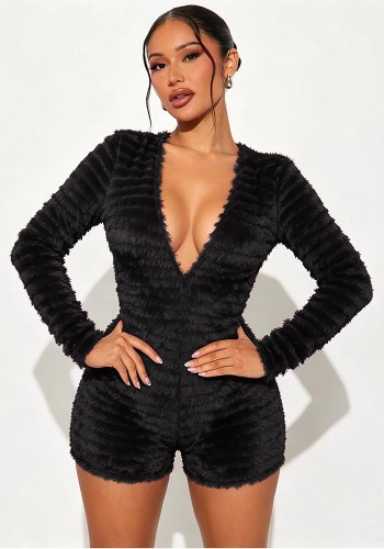 Women Sexy Deep V Fringe Low Back Jumpsuit
