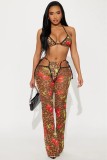 Women Leopard Print Spaghetti Strap Top and Long Pants Two-Piece Set