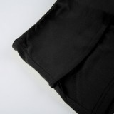 Women Color Block Casual Sporty Short Sleeve Top & Solid Shorts Two-Piece Set