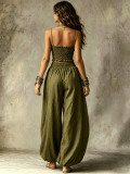 Women Elegant Strap Top & Harem Pants Casual Holidays Two-Piece Set