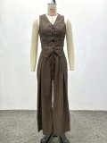 Women Chic Sleeveless Low Back Top & Pants Two-Piece Set