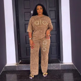Summer Unisex Short T-Shirt & Washed High Waist Sweatpants Two-Piece Set