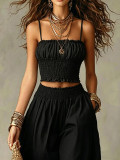 Women Elegant Strap Top & Harem Pants Casual Holidays Two-Piece Set