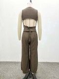 Women Chic Sleeveless Low Back Top & Pants Two-Piece Set
