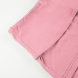 Women Color Block Casual Sporty Short Sleeve Top & Solid Shorts Two-Piece Set