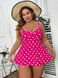 Women Plus Size Multi-Color Polka Dot Printed Dress Swimsuit