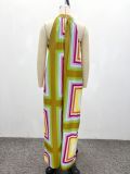 Women African Elegant Sleeveless Printed Halter Neck Wide Leg Jumpsuit