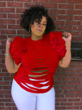Women Sexy Ripped T-Shirt Top