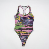 Women Printed Sleeveless Bodysuit and Capri Pants Two-Piece Set