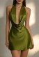 Women Summer Sexy V-Neck Backless Bridesmaid Halter Neck Dress