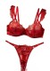 Women Bra Burgunry Embroidered Print See-Through Lingerie