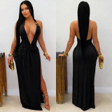 Women sexy V Neck Halter Neck Backless Bodycon Dress