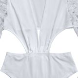Women sexy mesh lace V Neck slit dress