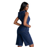 Casual Fashion Off Shoulder Slim Fit Denim Jumpsuit