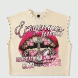Spring/Autumn Lip Print Studded Casual Vest