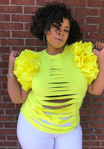 Women Sexy Ripped T-Shirt Top