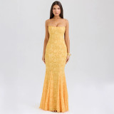 Women Sexy Backless Strapless Maxi Dress