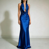 Women Summer Halter Neck Backless Sexy Bridesmaid Maxi Dress
