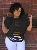 Women Sexy Ripped T-Shirt Top