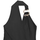 Women sexy V Neck Halter Neck Backless Bodycon Dress