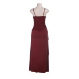 Women summer halter slit party dress