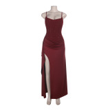 Women summer halter slit party dress