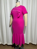 Plus Size Women Beaded Elegant Formal Party Fishtail Bodycon Dress