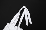Women spring sexy backless Halter Neck tie jumpsuit