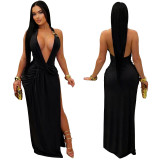 Women sexy V Neck Halter Neck Backless Bodycon Dress