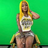 Women American Hip Hop Letter Print Summer Vest Top T-Shirt