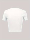 Women Summer Letter Bow Print T-Shirt Sexy Short-Sleeve Crop Top
