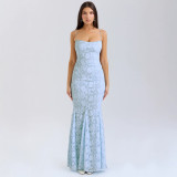 Women Sexy Backless Strapless Maxi Dress