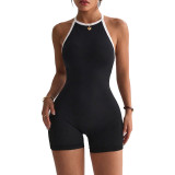 Women color-blocked yoga sleeveless fitness romper
