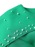 Women Beaded Ruffle Bow Bodycon Dress