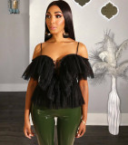 Women Summer Off-Shoulder Mesh Top
