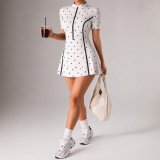 Women yoga basic color-blocked zipper fitness tennis dress