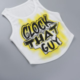 Women American Hip Hop Letter Print Summer Vest Top T-Shirt