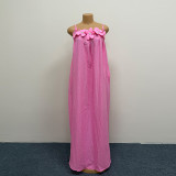 Plus Size Women Floral Strap Maxi Loose Solid Fashionable Dress