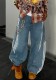 Women Fashion Deconstructed Stripe Patchwork Denim Pants