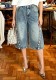 Women Fashion Washed Floral Embroidered Denim Pants