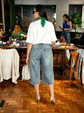 Women Fashion Washed Floral Embroidered Denim Pants