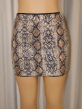 Women Snake Print Sequin High-Waist BodyconSlim Fit Party  Mini Skirt