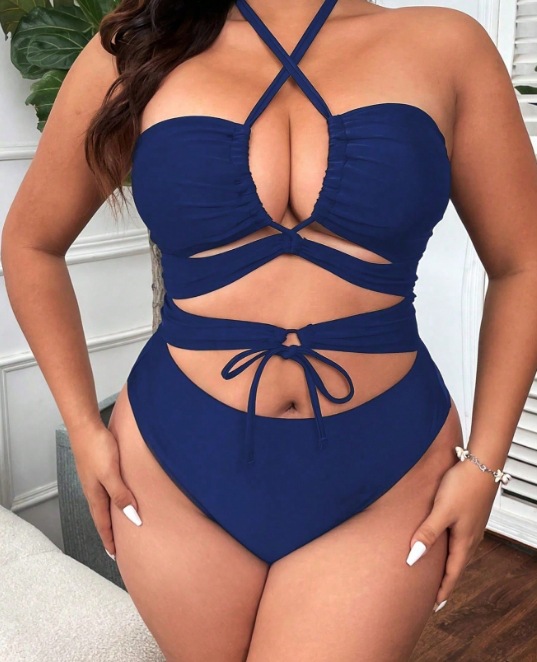 Cut-Out Lace-Up One-Piece Swimsuit for Pool & Beach