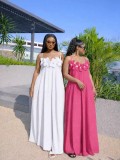 Plus Size Women Floral Strap Maxi Loose Solid Fashionable Dress