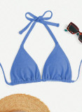 Plus Size Women Halter Neck Lace-Up Bikini Top Sexy Push-Up Swimwear