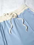 Women Color-Blocked Side Stripe Long-Sleeve Jacket with Drawstring Wide-Leg Two-Piece Pants Set
